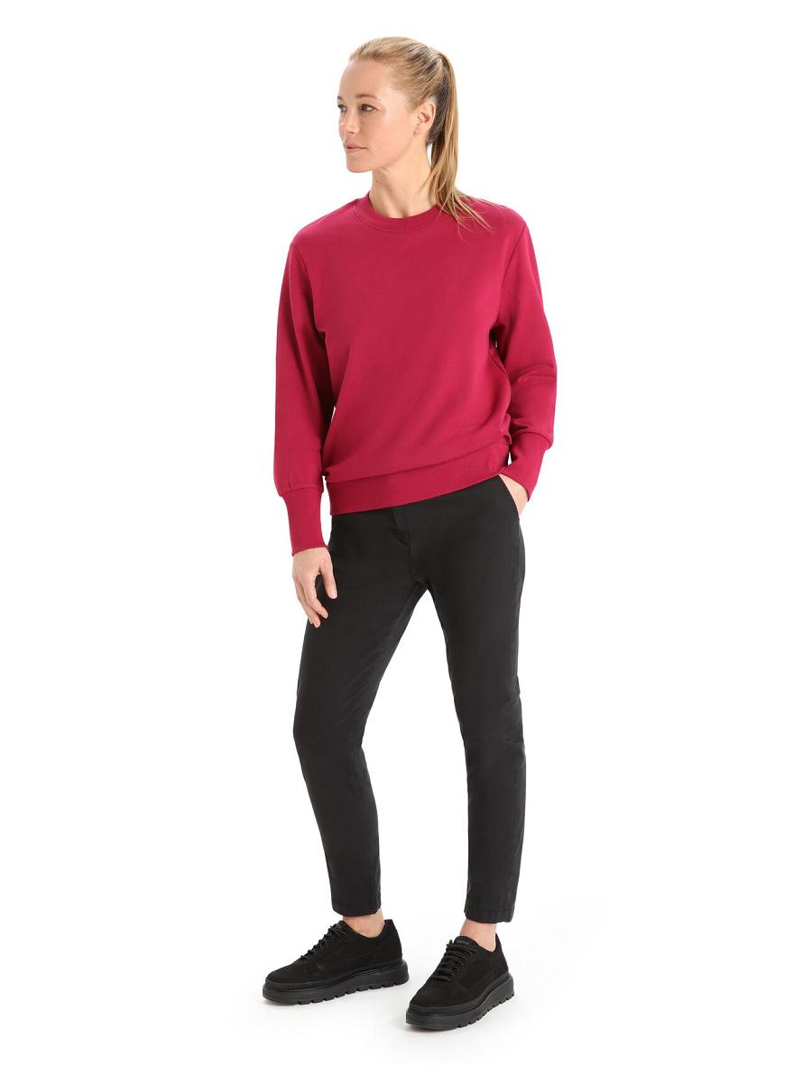 Cherry Women's Icebreaker Merino Central II Long Sleeve Sweatshirts | USA 1618PJJQ